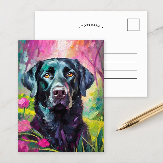 Carte Postale Black Lab Portrait Art Moderne (Créateur téléchargé)