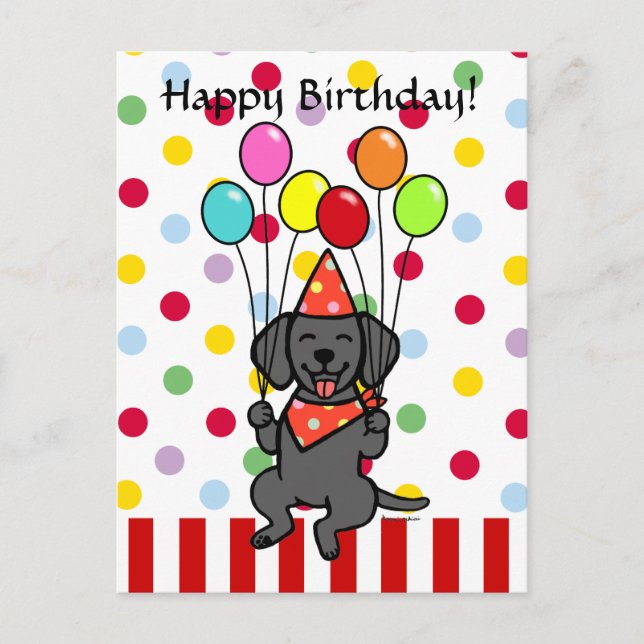Carte Postale Black Lab Puppy Ballots d'anniversaire (Devant)