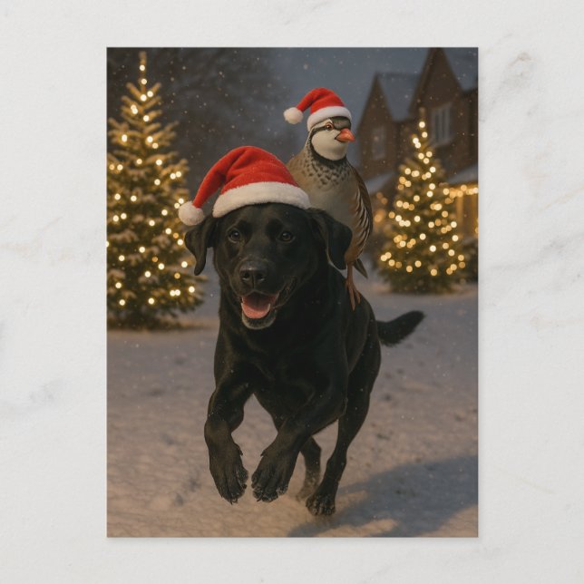 Carte Postale Black Labrador and Partridge Christmas postcard (Devant)