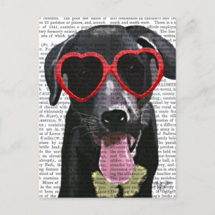 Carte Postale Black Labrador Avec Lunettes de soleil Coeur