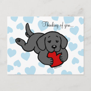 Carte Postale Black Labrador Chiot Coeur à mâcher