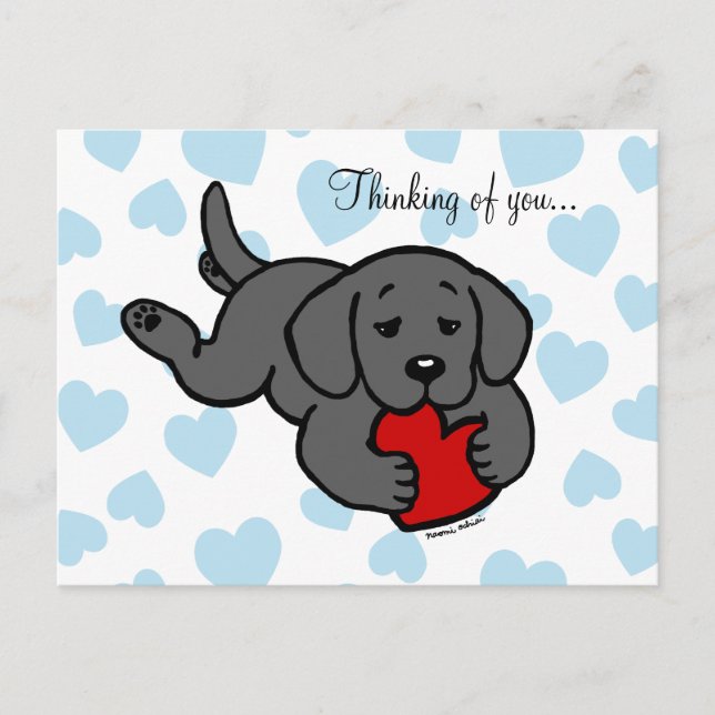 Carte Postale Black Labrador Chiot Coeur à mâcher (Devant)