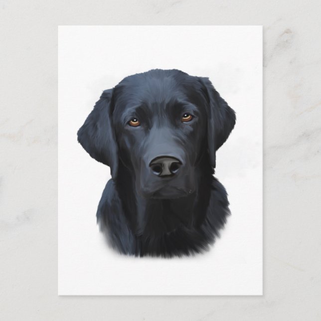 Carte Postale Black Labrador Dog Water Couleur Art Peinture (Devant)