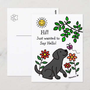 Carte Postale Black Labrador et Green Hi