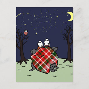 Carte Postale Black Labrador Family et Starry Sky