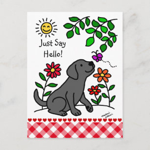 Carte Postale Black Labrador & Green