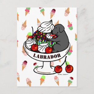 Carte Postale Black Labrador & Ice Cream Sundae