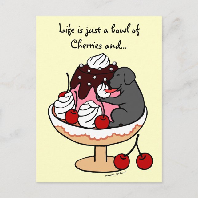 Carte Postale Black Labrador & Ice Cream Sundae (Devant)