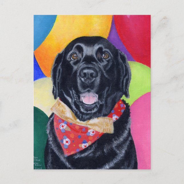 Carte Postale Black Labrador Joyeux tableau d'anniversaire (Devant)