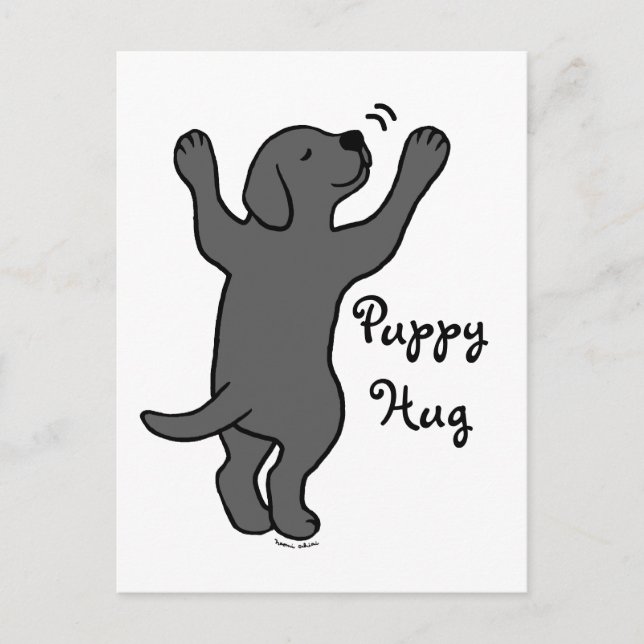 Carte Postale Black Labrador Puppy Hug (Devant)