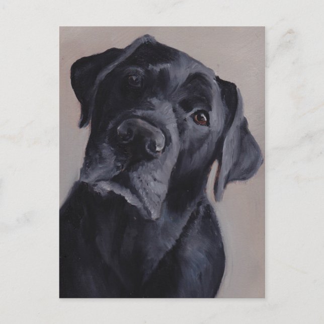 Carte postale Black Labrador Retriever Dog Art (Devant)