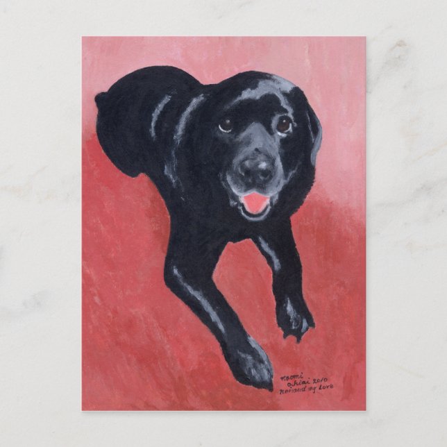 Carte Postale Black Labrador Souriant (Devant)