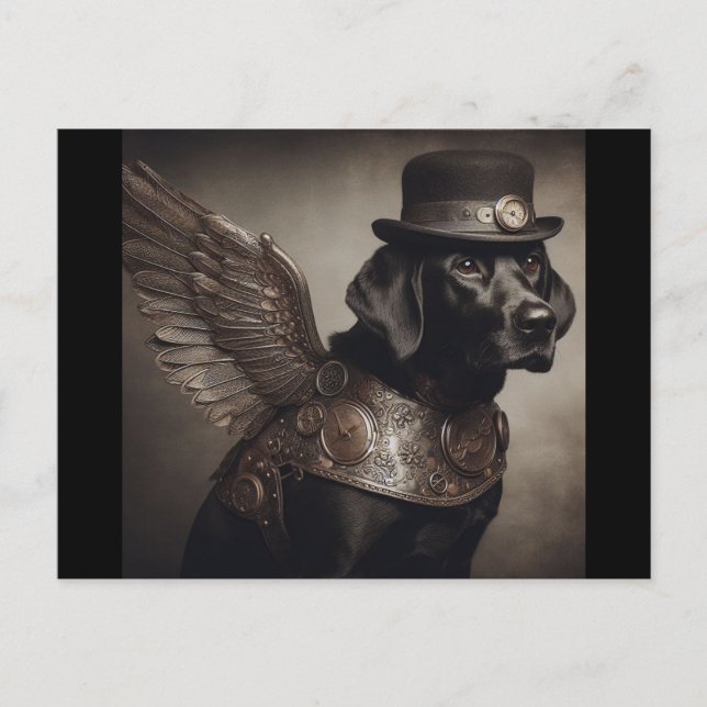 Carte Postale Black Labrador Steampunk (Devant)