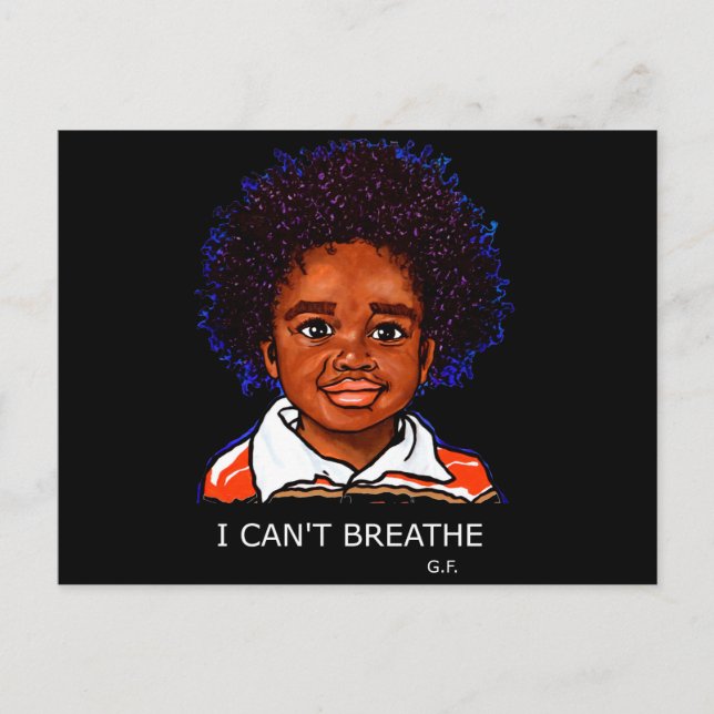 Carte Postale Black Lives Matter Enfant Garçon Je ne peux pas re (Devant)