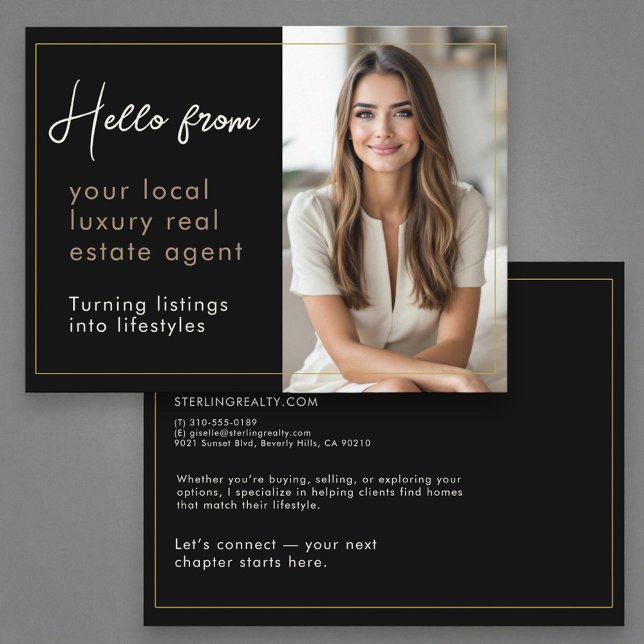 Carte Postale Black Luxury Real Estate Marketing (Créateur téléchargé)