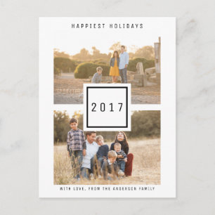 Carte postale Black Modern Double Photo Holiday