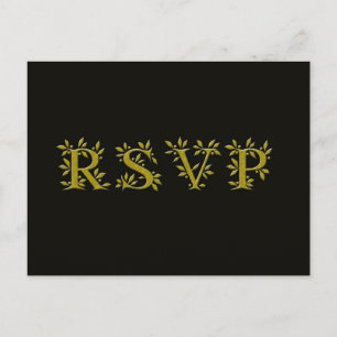 Carte postale BLACK OR RSVP Gold Leaf