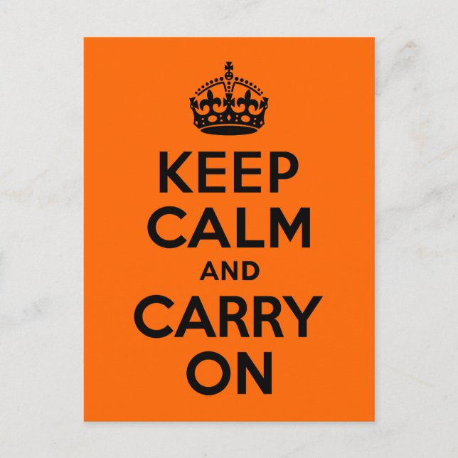 Carte Postale Black Orange Gardez le calme et continuer (Devant)