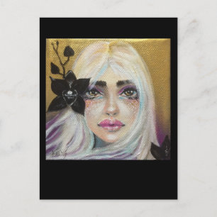 Carte Postale Black Orchid Girl, Art original