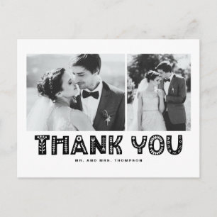 Carte Postale Black Scandinavian Photo Collage Mariage Merci