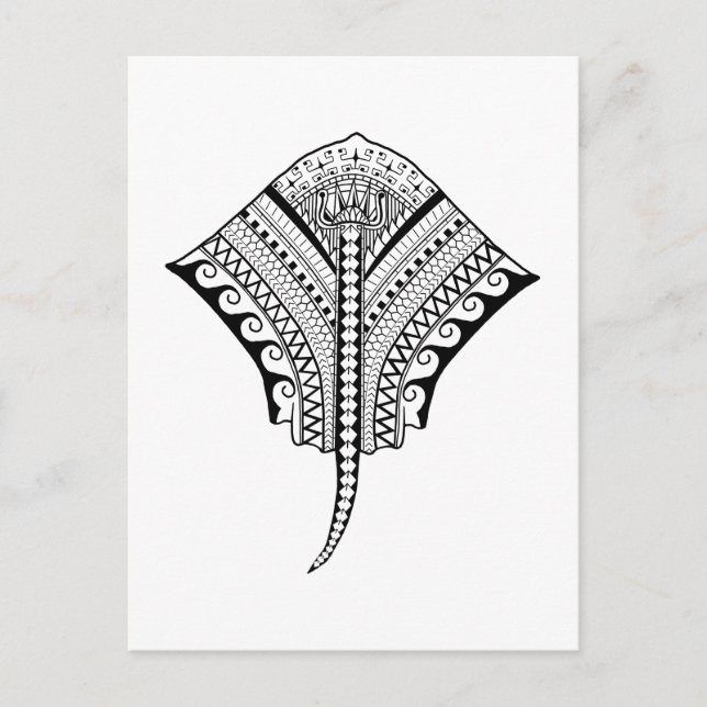 Carte Postale Black Tribal Stingray Manta Ray (Devant)