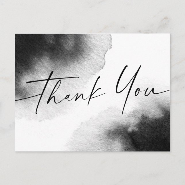 Carte Postale Black watercolor script manuscrit merci (Devant)