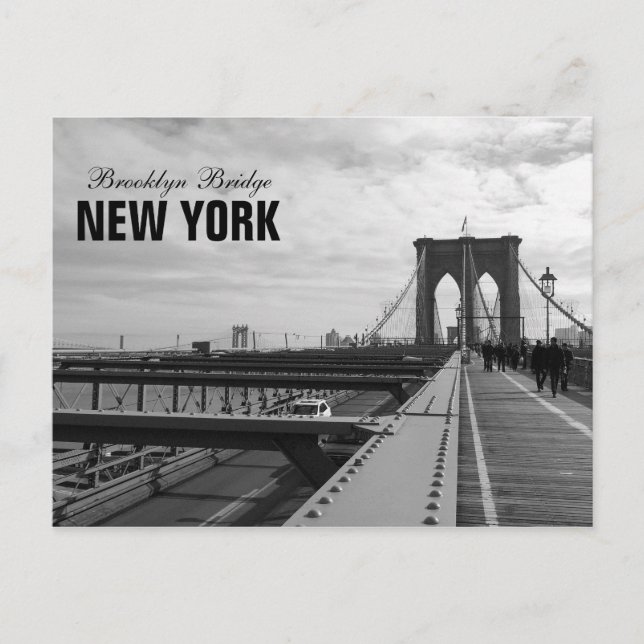 Carte Postale Black White Brooklyn Bridge (Devant)