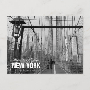 Carte Postale Black White Brooklyn Bridge