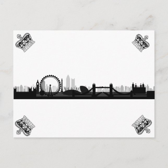Carte Postale Black & White Crown London Eye Skyli (Devant)