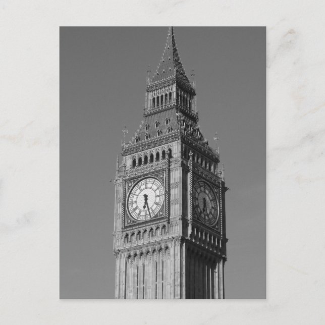 Carte Postale Black White Gros plan Big Ben Horloge Tower Londre (Devant)
