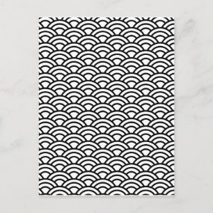 Carte Postale Black & White Japanese Fish Scale Circle Geometric