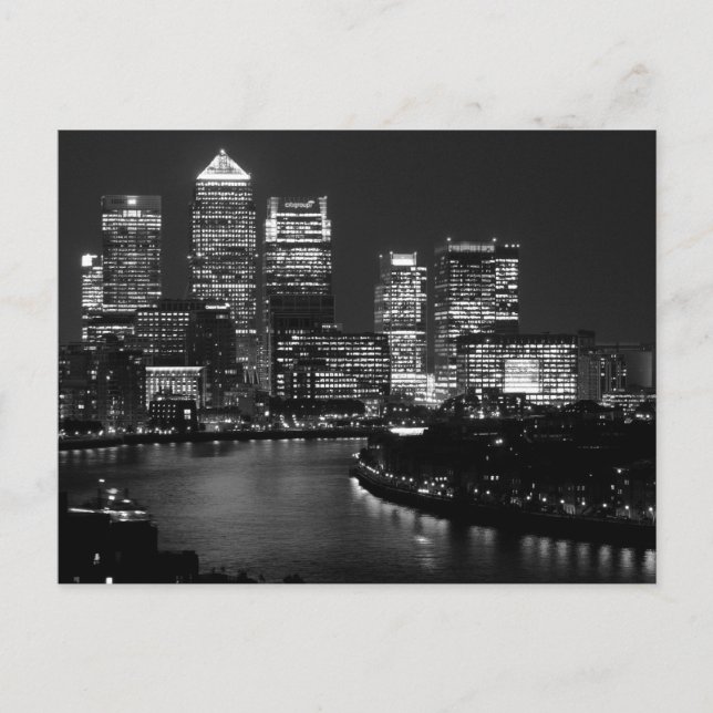 Carte Postale Black White London City Nuit Royaume-Uni Voyage br (Devant)