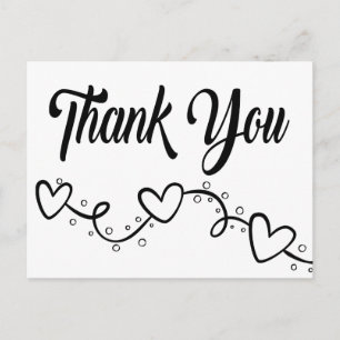 Carte Postale Black & White Merci Coeurs de mariage
