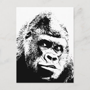 Carte Postale Black White Pop Art Gorilla