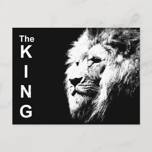 Carte Postale Black & White Pop Art Modèle Lion Head Moderne (Devant)