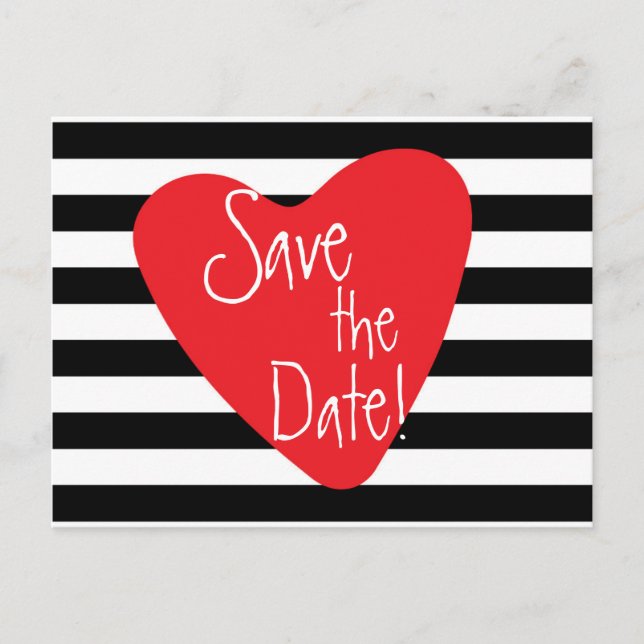 Carte postale Black White Red Heart (Devant)