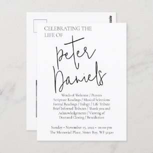 Carte postale Black & White Script Photo Funeral