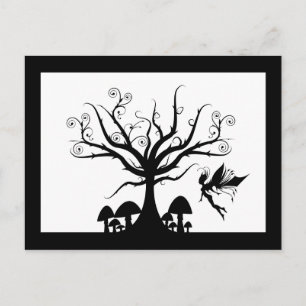 Carte Postale Black & White Spooky Fairy Postcard
