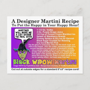Carte postale Black Widow Halloween Martini Recett