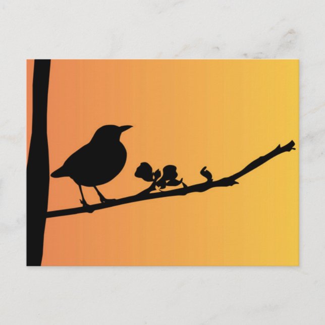 Carte Postale Blackbird Silhouette (Devant)