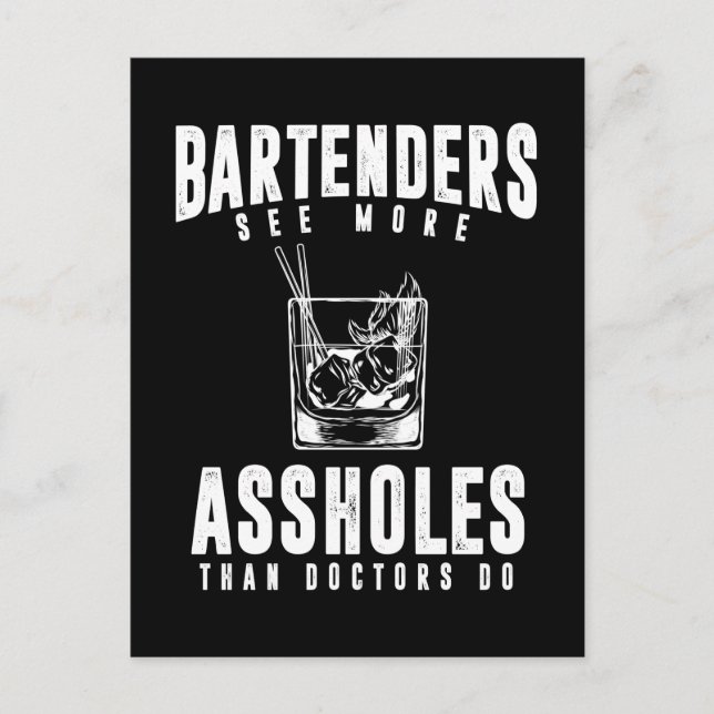 Carte Postale Blague de barman mélangeur d'alcool Barman (Devant)
