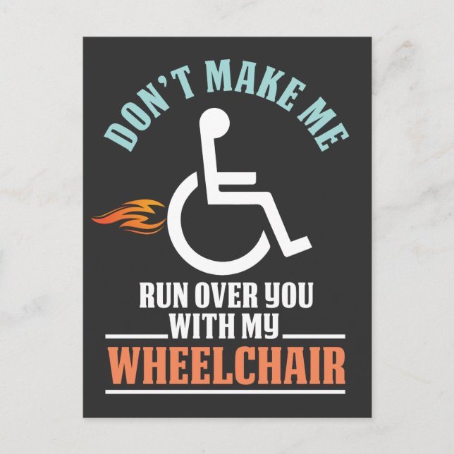 Carte Postale Blague de fauteuil roulant drôle pour comédien (Devant)