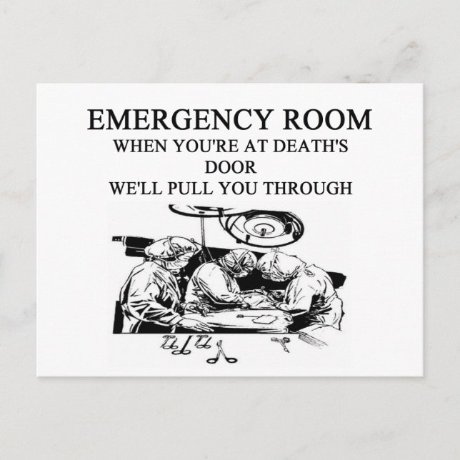 Carte Postale blague de la salle d'urgence (Devant)