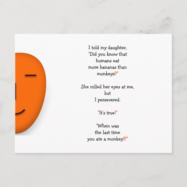 Carte Postale Blague de Papa Drôle sur les Singes les Humains le (Devant)