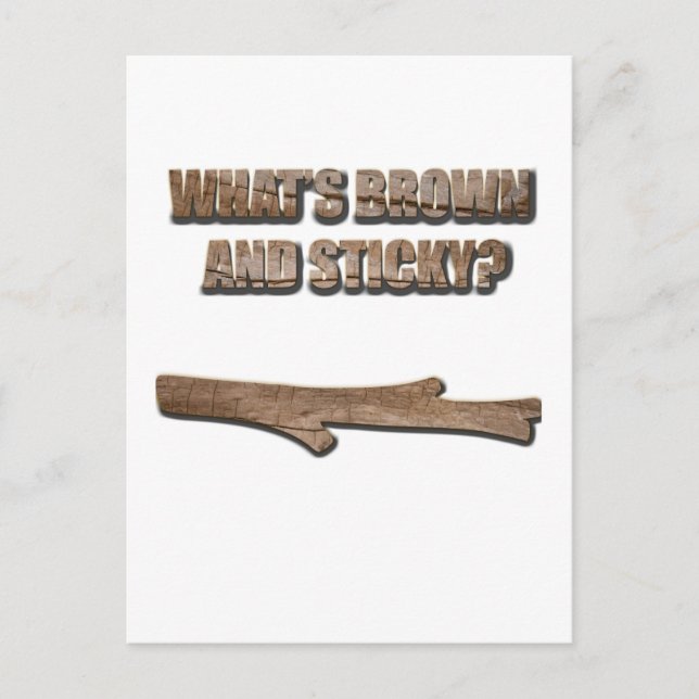 Carte Postale Blague de Qu'est-ce qui est marron et collant (Devant)