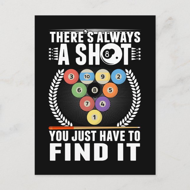 Carte Postale Blague drôle de billard Queue Snooker Joueur de bi (Devant)