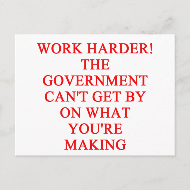 Carte Postale blague sur les dépenses gouvernementales (Devant)
