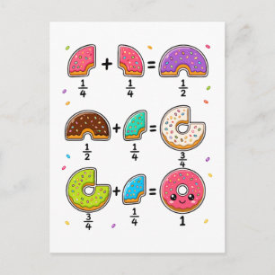 Carte Postale Blagues de maths sur les fractions de beignets
