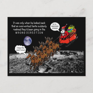 Carte Postale Blagues de Noël de Santa Renne Direction Incorrect