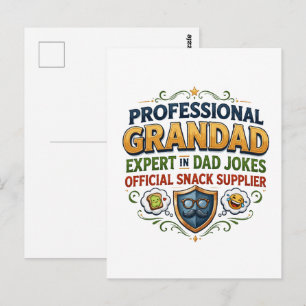 Carte Postale Blagues et snacks de grand-père professionnel